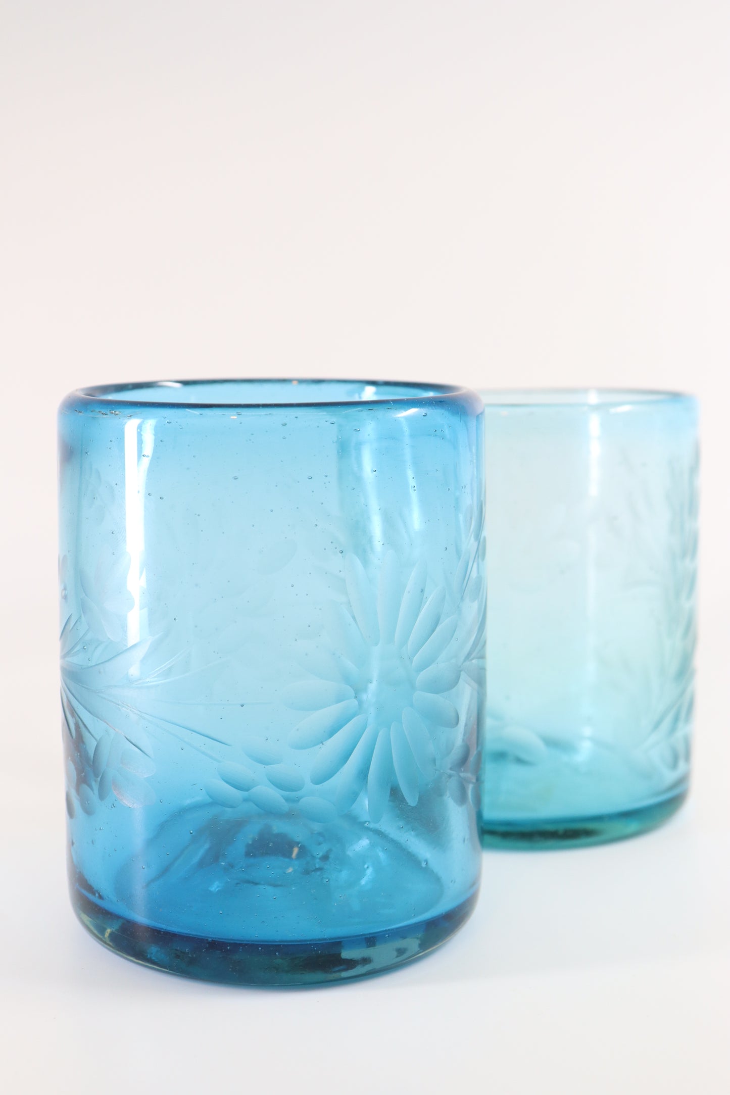Mexican Etched Floral Glassware