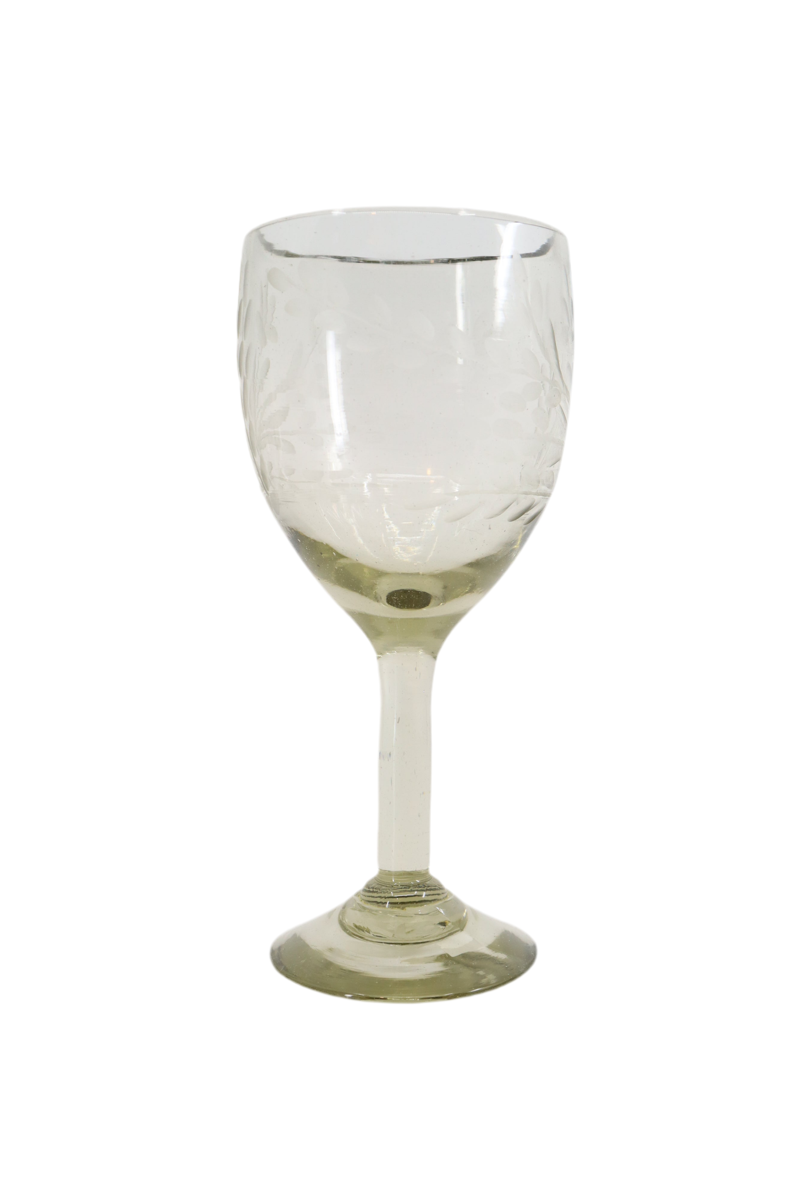 Etched Handblown Wine Glass