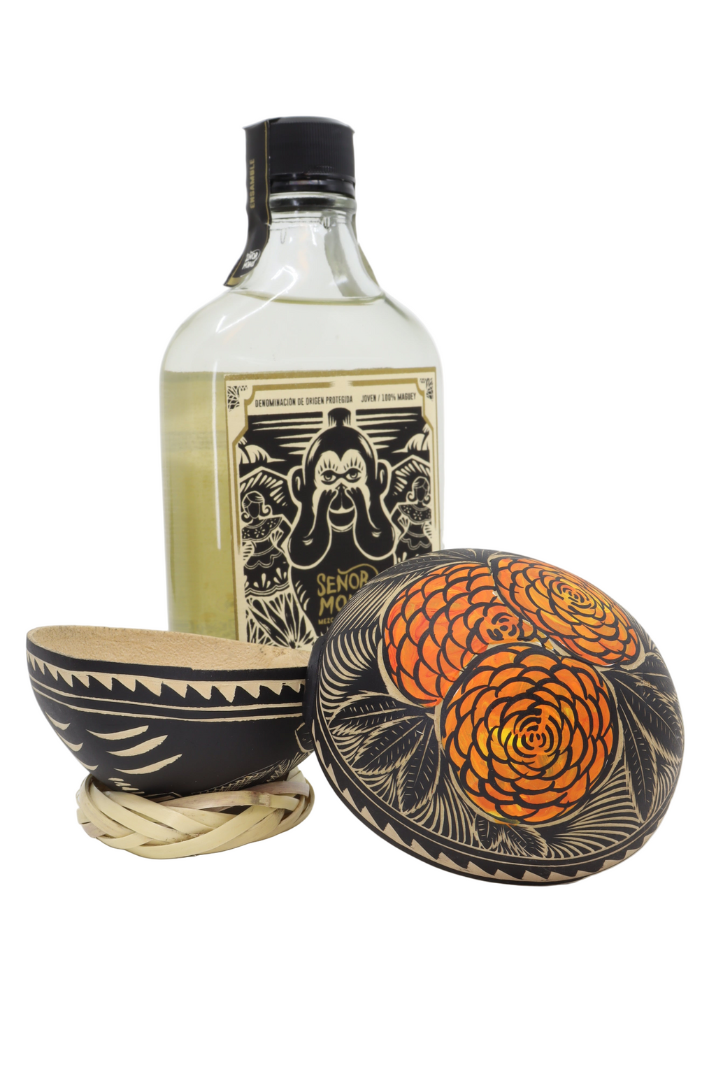 Marigold (Cempasúchil) Mezcalero — Hand-Engraved Jícara from Oaxaca
