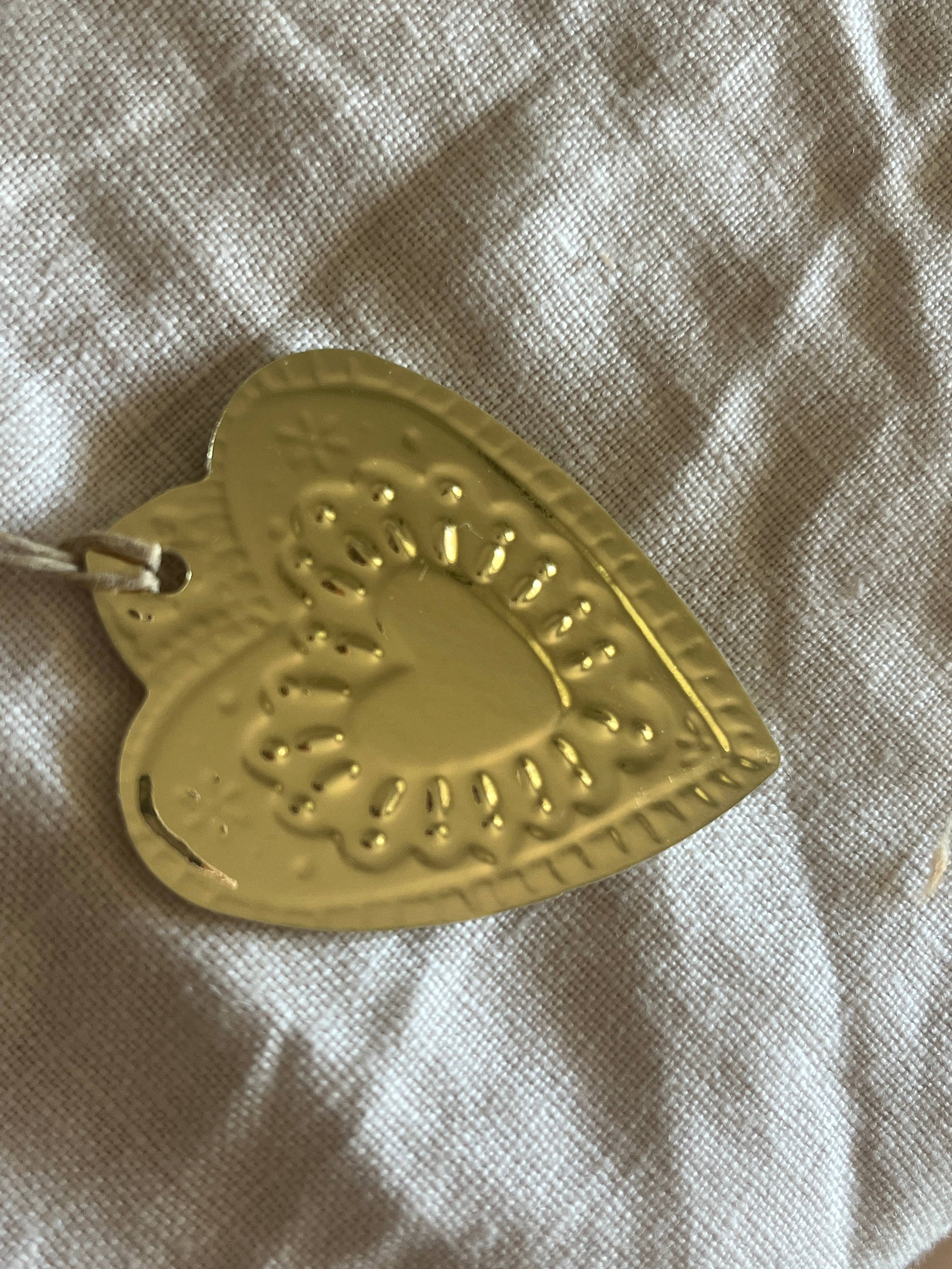 Small Heart - Faux-tin Ornament - Gold