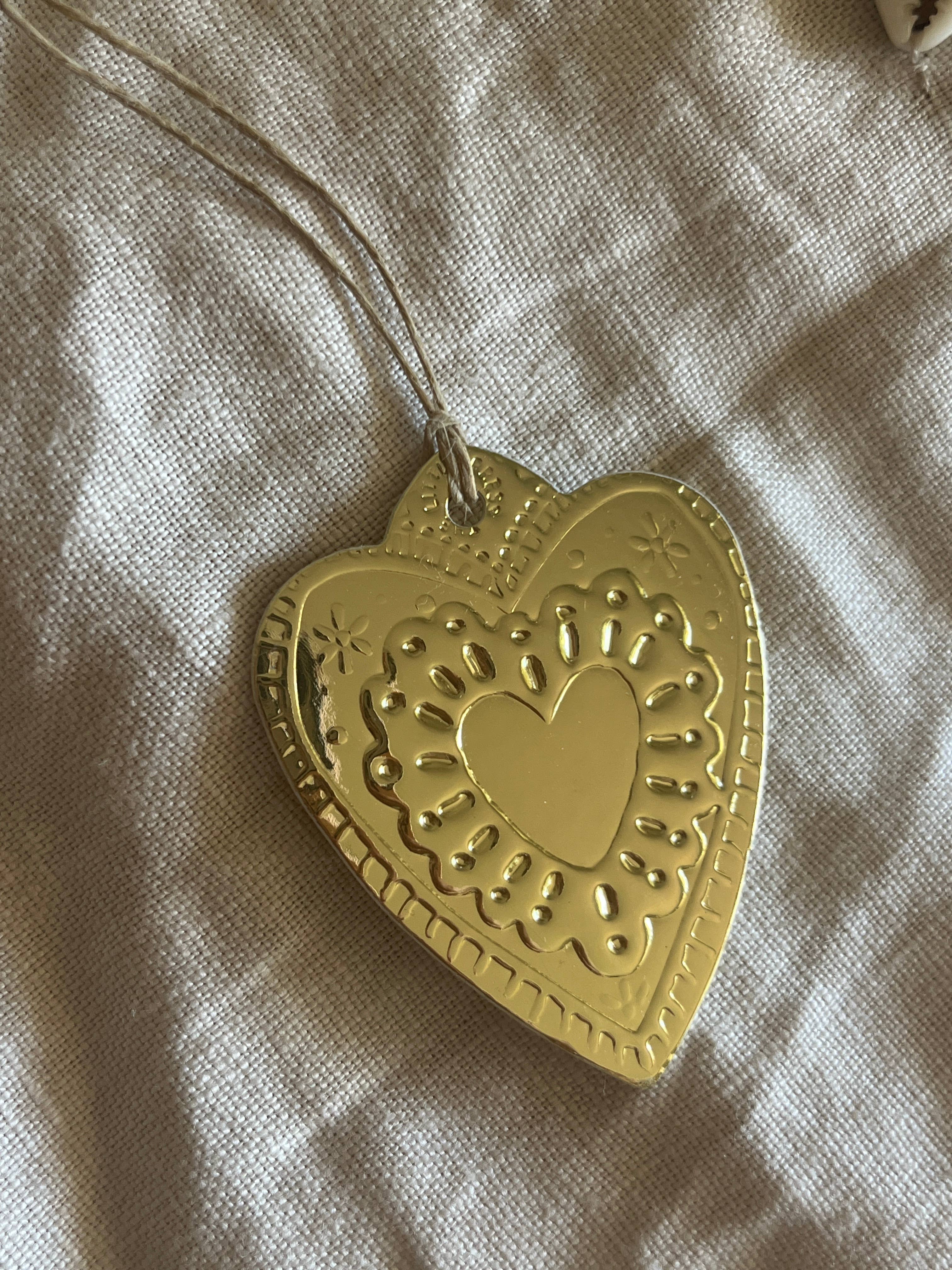 Small Heart - Faux-tin Ornament - Gold