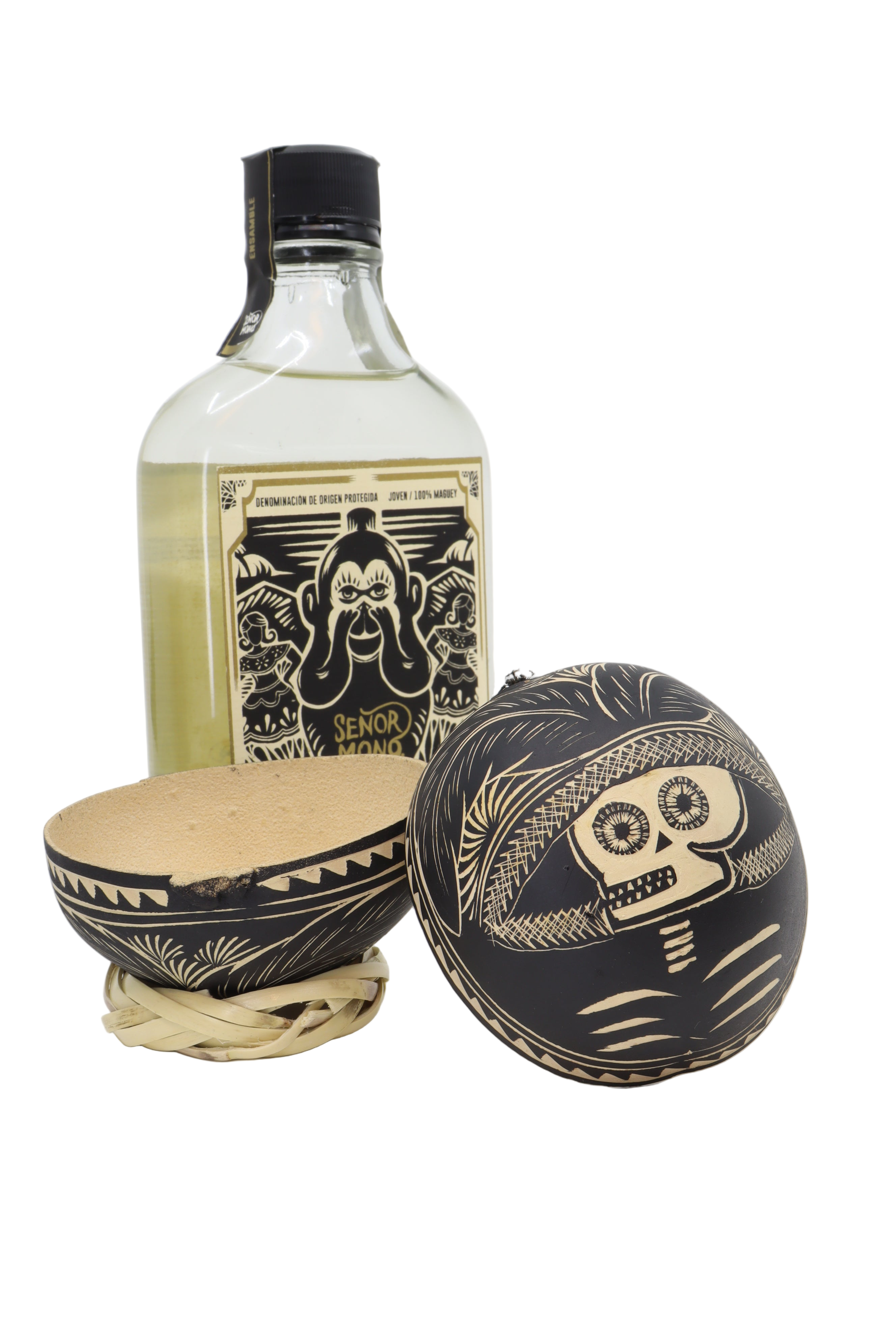 Catrina Mezcalero — Hand-Engraved Jícara from Oaxaca