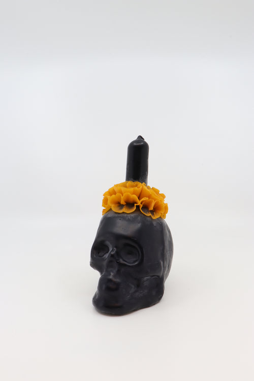 Beeswax Oaxaca Skull Candle - Black