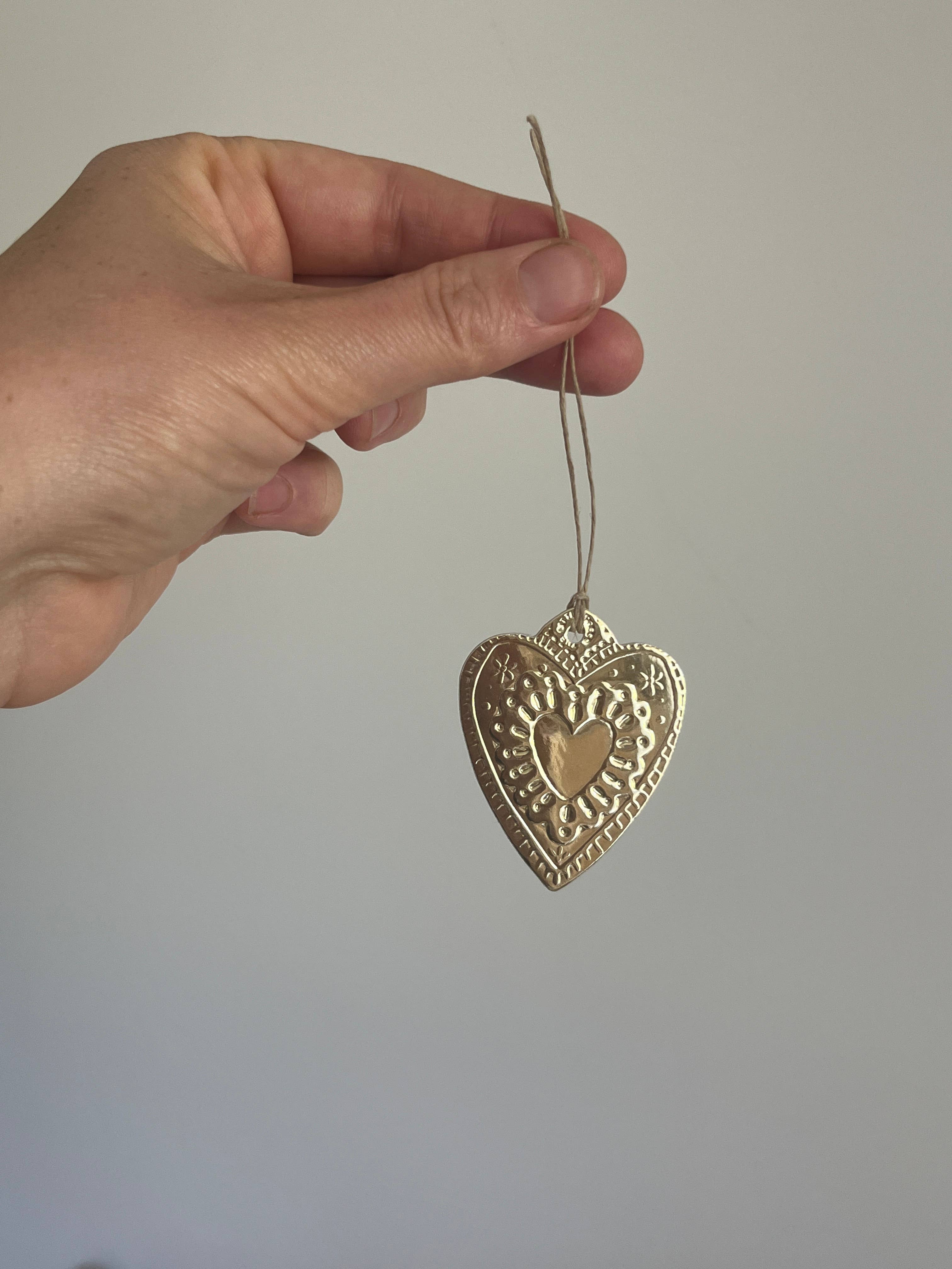 Small Heart - Faux-tin Ornament - Gold