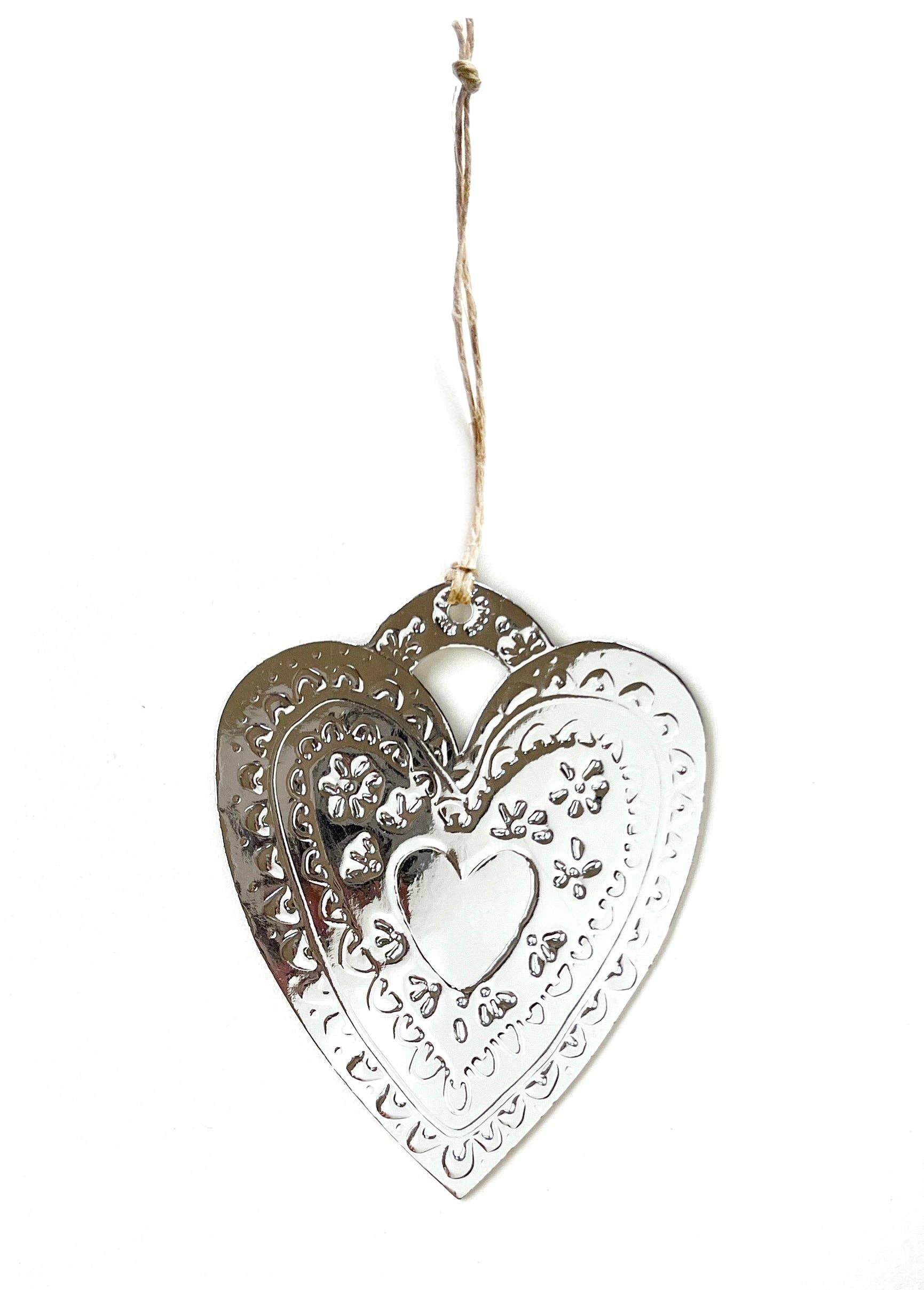 Heart- Faux-tin Ornament - Silver