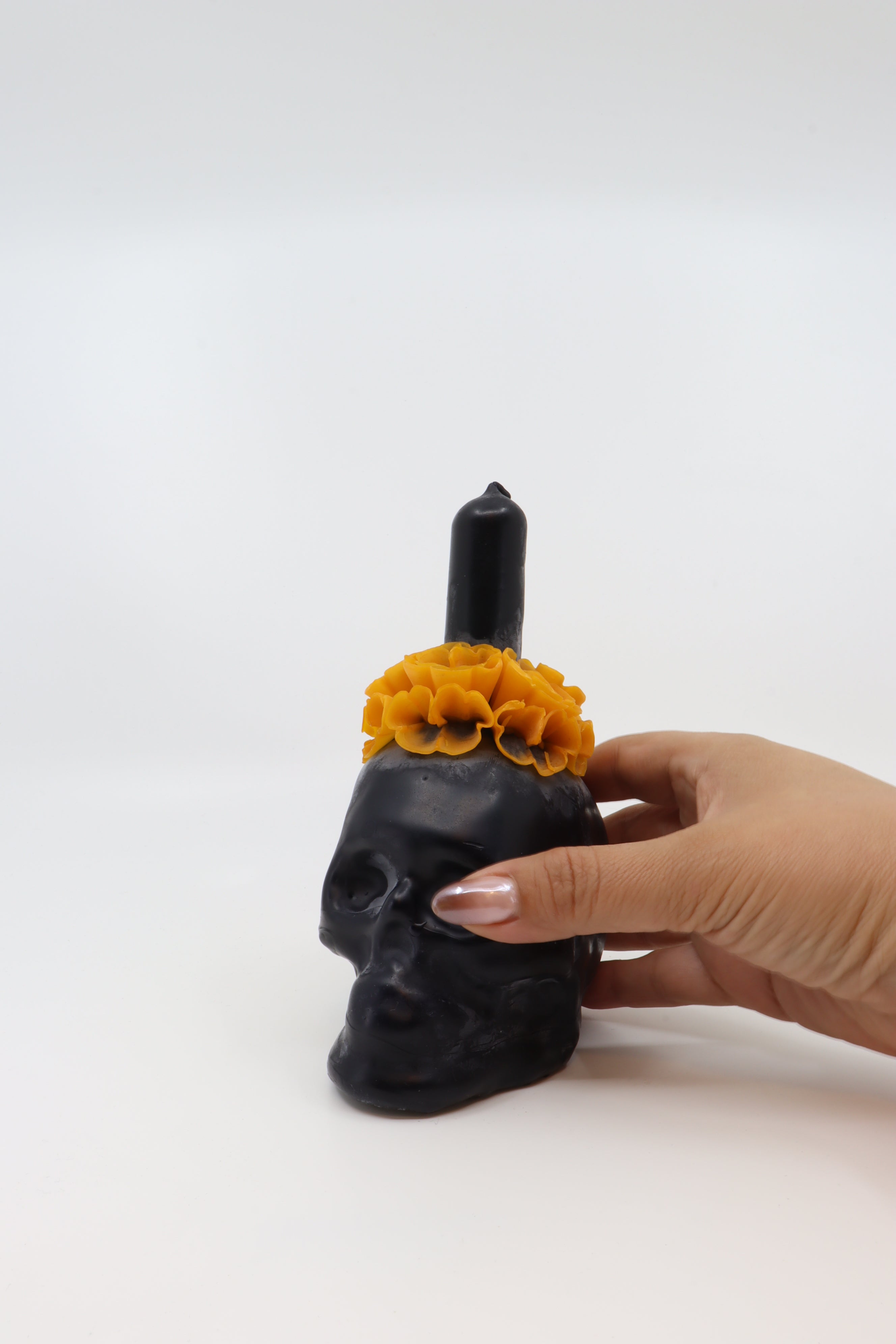 Beeswax Oaxaca Skull Candle - Black