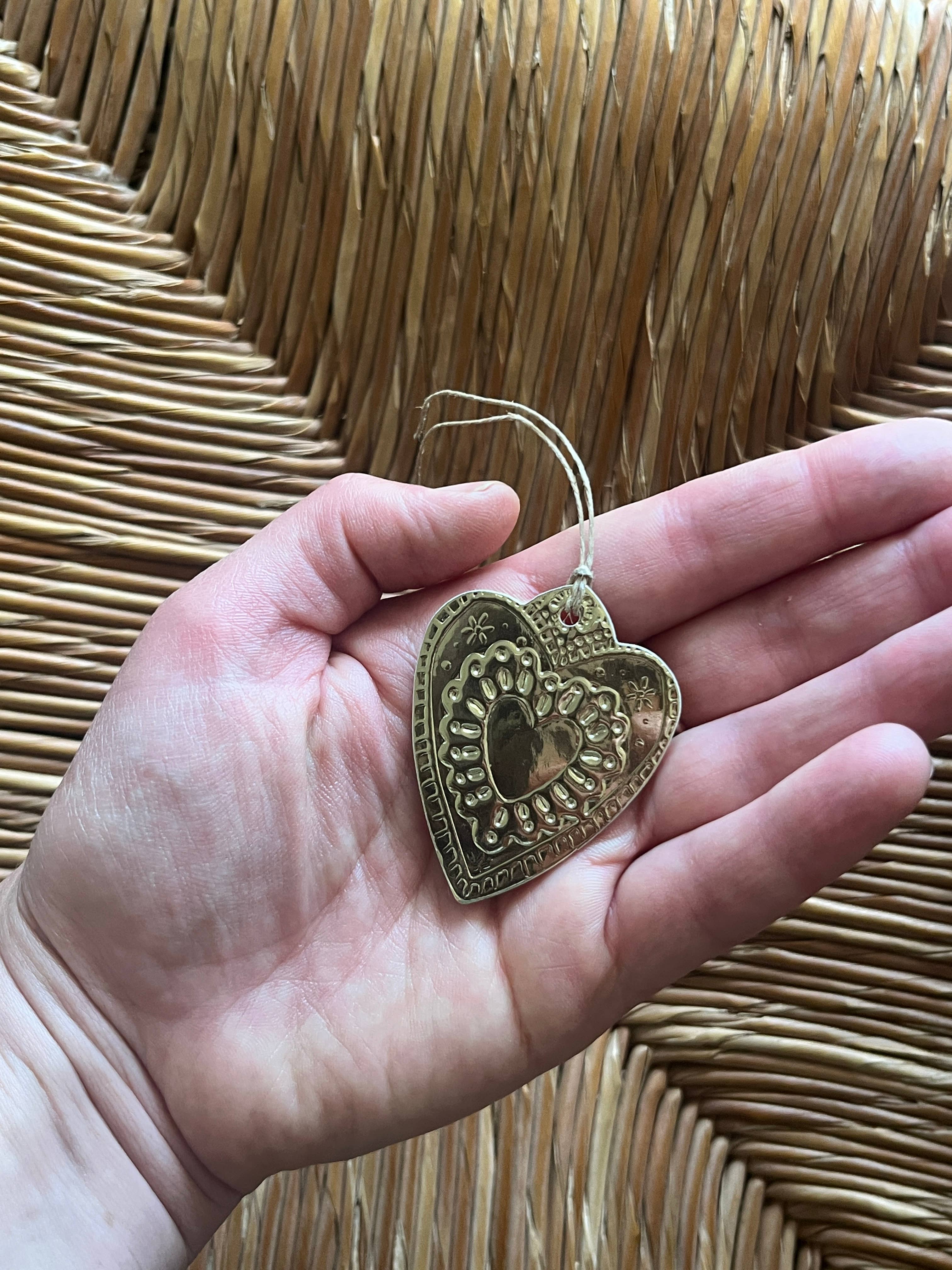 Small Heart - Faux-tin Ornament - Gold