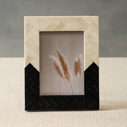 MED Ebony & Ivory Chevron Bone Photo Frame